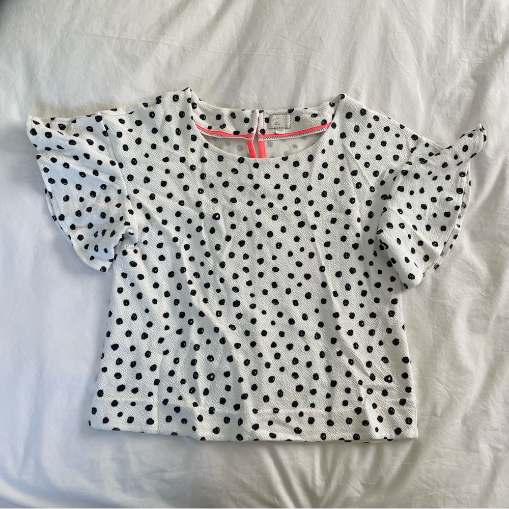 Anthropologie White and Black Polka Dot Blouse
